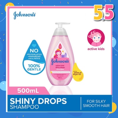 JOHNSON'S Baby Baby Active Kids Shiny Drops Shampoo With The Power Of Argan Oil (For Silky Smooth Hair) 500ml