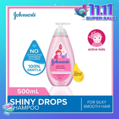 JOHNSON'S Baby Baby Active Kids Shiny Drops Shampoo With The Power Of Argan Oil (For Silky Smooth Hair) 500ml
