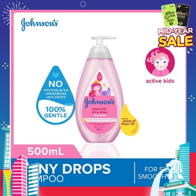 JOHNSON'S Baby Baby Active Kids Shiny Drops Shampoo With The Power Of Argan Oil (For Silky Smooth Hair) 500ml