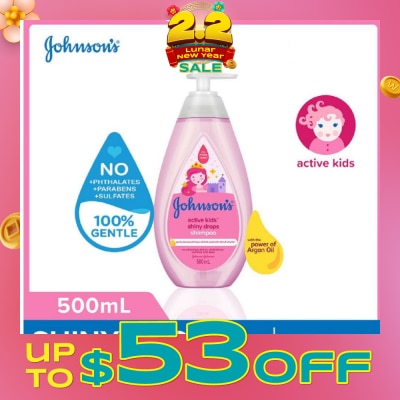 JOHNSON'S Baby Baby Active Kids Shiny Drops Shampoo With The Power Of Argan Oil (For Silky Smooth Hair) 500ml