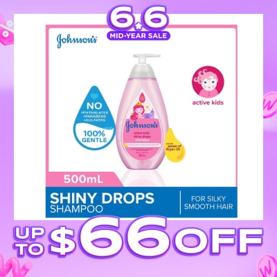 JOHNSON'S Baby - Baby Active Kids Shiny Drops Shampoo With The Power Of Argan Oil (For Silky Smooth Hair) 500ml