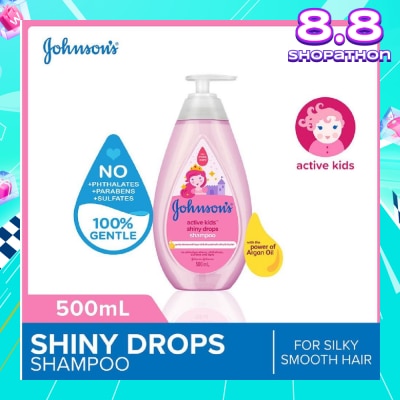 JOHNSON'S Baby Baby Active Kids Shiny Drops Shampoo With The Power Of Argan Oil (For Silky Smooth Hair) 500ml