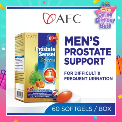AFC Prostate Sensei Supreme Dietary Supplement  (Saw Palmetto Extract For Difficult Frequent Urination, Residual Urine, Hair Loss & Men Health) 60s