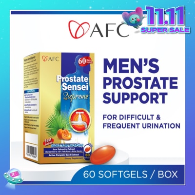 AFC Prostate Sensei Supreme Dietary Supplement (Saw Palmetto Extract For Difficult Frequent Urination, Residual Urine, Hair Loss & Men Health) 60s