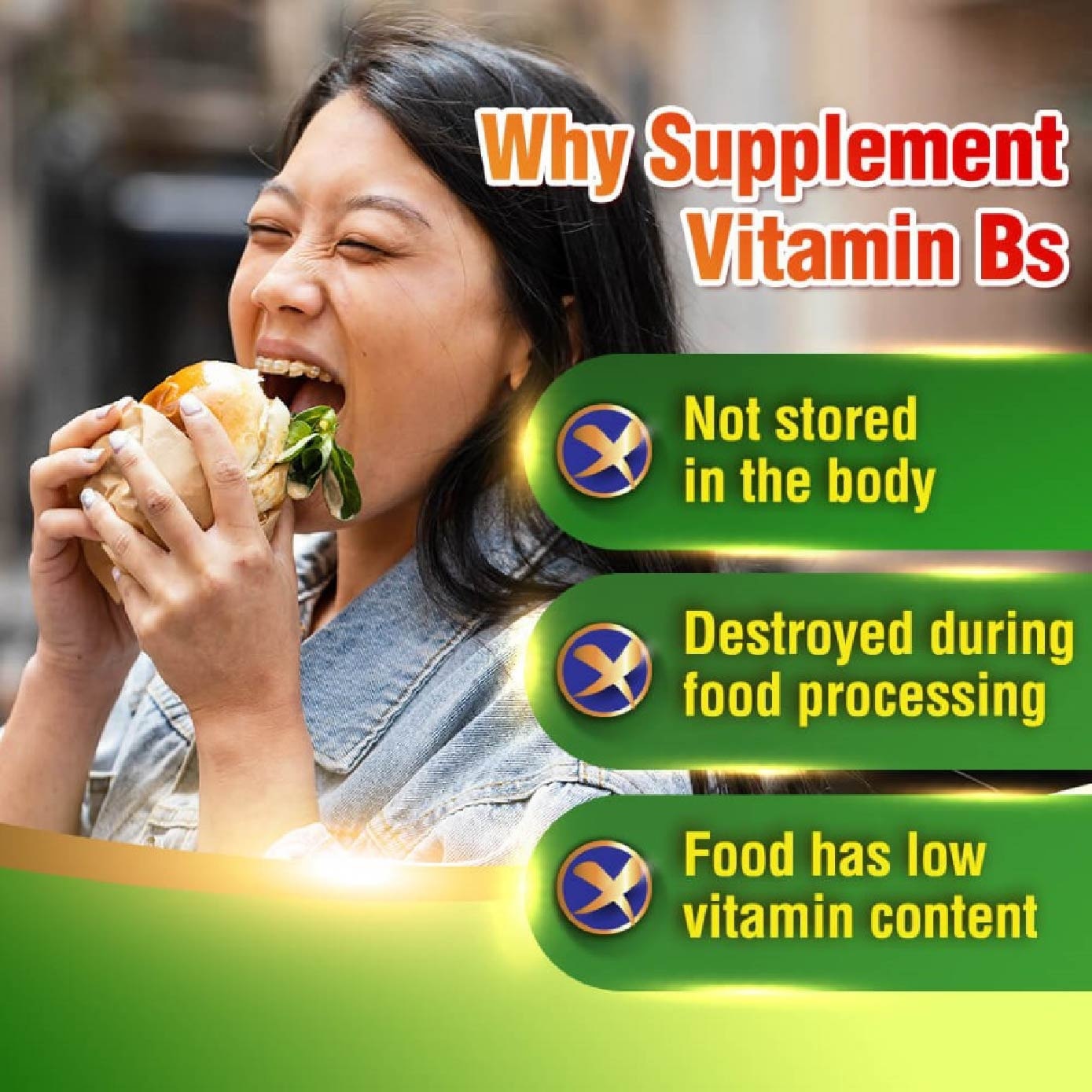Natural Vitamin B Complex caplets (Boost Energy, Relieves Fatigue, Healthy Hair, Skin & Nails) 120s
