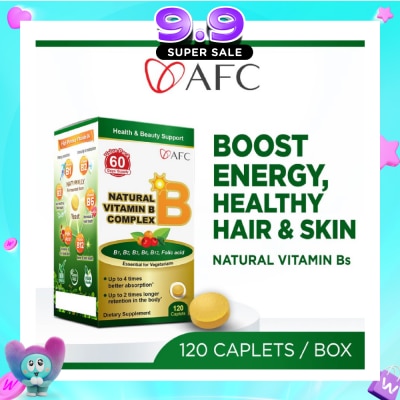 AFC - Natural Vitamin B Complex caplets (Boost Energy, Relieves Fatigue, Healthy Hair, Skin & Nails) 120s image