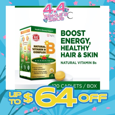 AFC - JAPAN Natural Vitamin B Complex Dietary Supplement caplets (Boost Energy, Relieves Fatigue, Healthy Hair, Skin & Nails) 120s