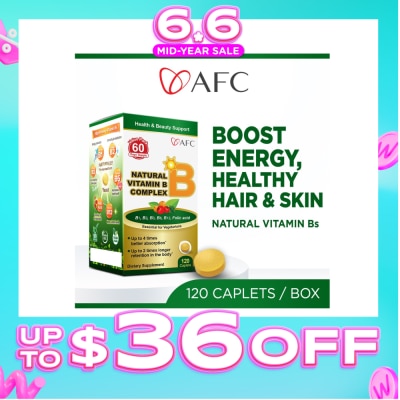 AFC - JAPAN Natural Vitamin B Complex Dietary Supplement caplets (Boost Energy, Relieves Fatigue, Healthy Hair, Skin & Nails) 120s