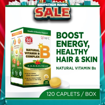 AFC - JAPAN Natural Vitamin B Complex Dietary Supplement caplets (Boost Energy, Relieves Fatigue, Healthy Hair, Skin & Nails) 120s
