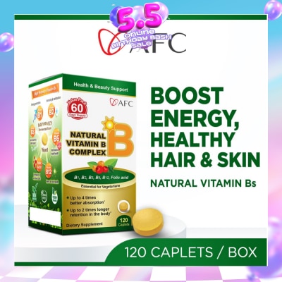 AFC - JAPAN Natural Vitamin B Complex Dietary Supplement caplets (Boost Energy, Relieves Fatigue, Healthy Hair, Skin & Nails) 120s