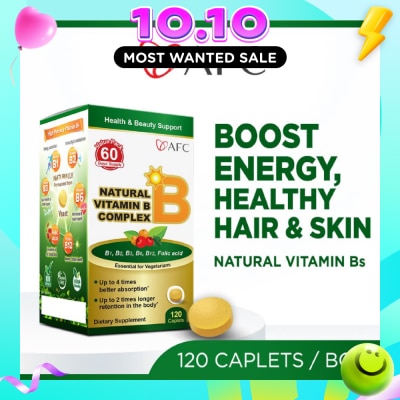AFC Natural Vitamin B Complex caplets (Boost Energy, Relieves Fatigue, Healthy Hair, Skin & Nails) 120s image