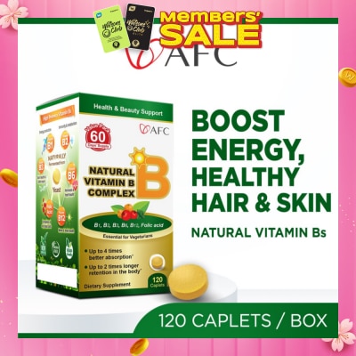 AFC JAPAN Natural Vitamin B Complex Dietary Supplement caplets (Boost Energy, Relieves Fatigue, Healthy Hair, Skin & Nails) 120s