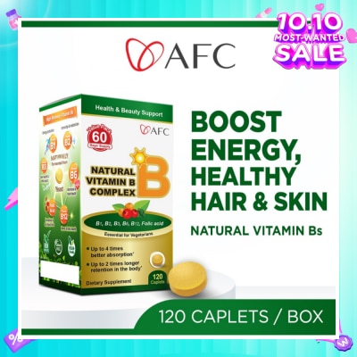 AFC JAPAN Natural Vitamin B Complex Dietary Supplement caplets (Boost Energy, Relieves Fatigue, Healthy Hair, Skin & Nails) 120s
