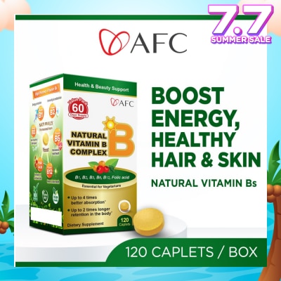 AFC JAPAN Natural Vitamin B Complex Dietary Supplement caplets (Boost Energy, Relieves Fatigue, Healthy Hair, Skin & Nails) 120s