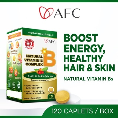 AFC JAPAN Natural Vitamin B Complex Dietary Supplement caplets (Boost Energy, Relieves Fatigue, Healthy Hair, Skin & Nails) 120s