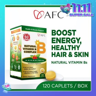 AFC JAPAN Natural Vitamin B Complex Dietary Supplement caplets (Boost Energy, Relieves Fatigue, Healthy Hair, Skin & Nails) 120s