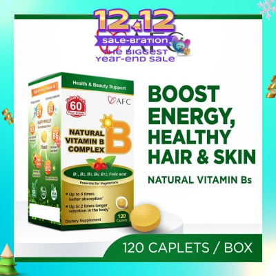 AFC JAPAN Natural Vitamin B Complex Dietary Supplement caplets (Boost Energy, Relieves Fatigue, Healthy Hair, Skin & Nails) 120s