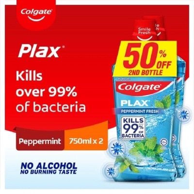 COLGATE Plax Peppermint Mouthwash Valuepack 750ml x 2s