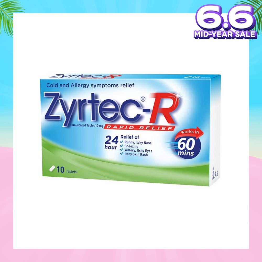 ZYRTEC-R, 10 Tablets (Rapid Relief)