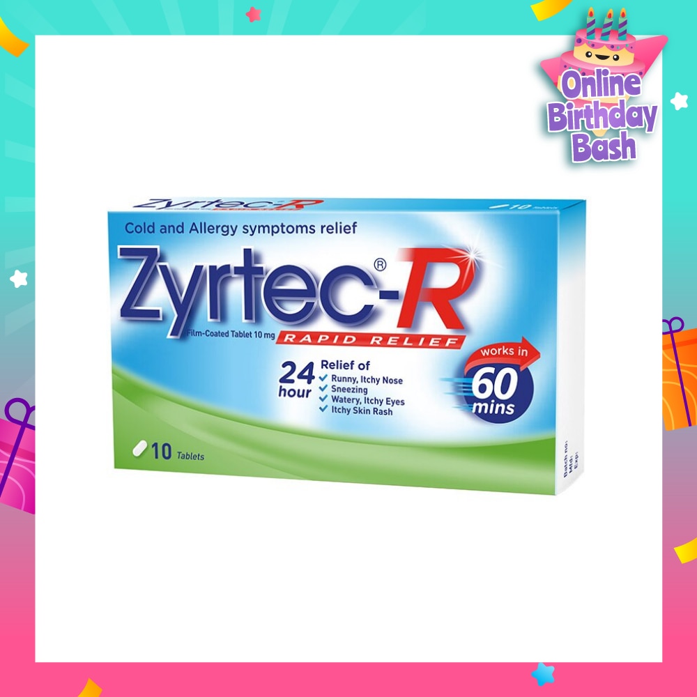 ZYRTEC-R, 10 Tablets (Rapid Relief)
