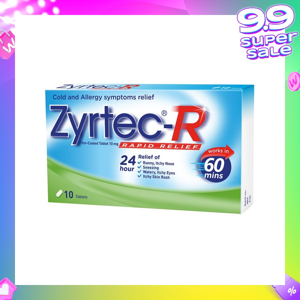 ZYRTEC-R, 10 Tablets (Rapid Relief)