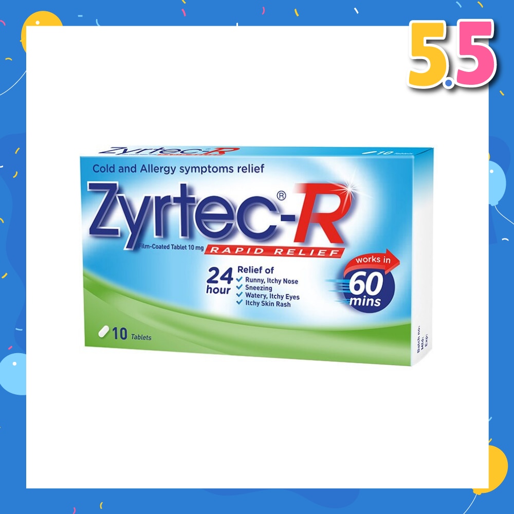 ZYRTEC-R, 10 Tablets (Rapid Relief)