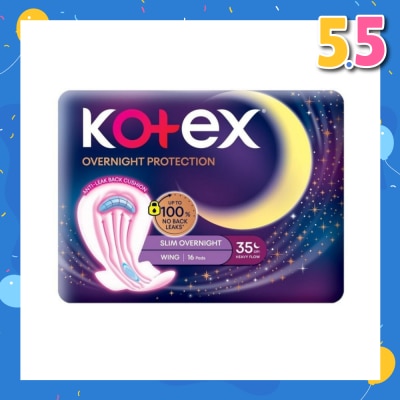 KOTEX Soft & Smooth 360° Protection Slim Overnight Sanitary Pad Wing 35cm (For Heavy Flow) 16s
