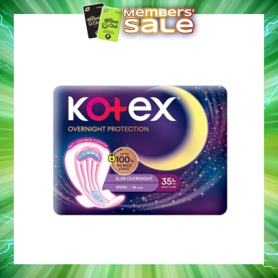 KOTEX - Soft & Smooth 360° Protection Slim Overnight Sanitary Pad Wing 35cm (For Heavy Flow) 16s