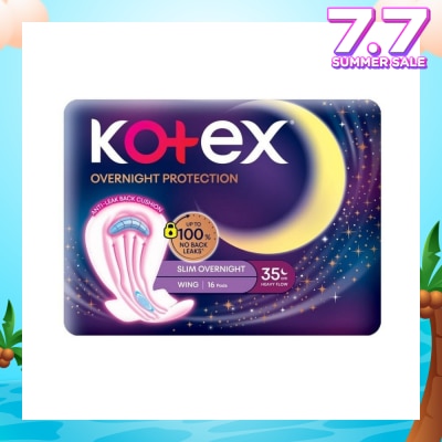 KOTEX Soft & Smooth 360° Protection Slim Overnight Sanitary Pad Wing 35cm (For Heavy Flow) 16s