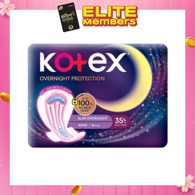 KOTEX Soft & Smooth 360° Protection Slim Overnight Sanitary Pad Wing 35cm (For Heavy Flow) 16s