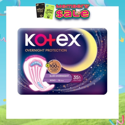 KOTEX - Soft & Smooth 360° Protection Slim Overnight Sanitary Pad Wing 35cm (For Heavy Flow) 16s