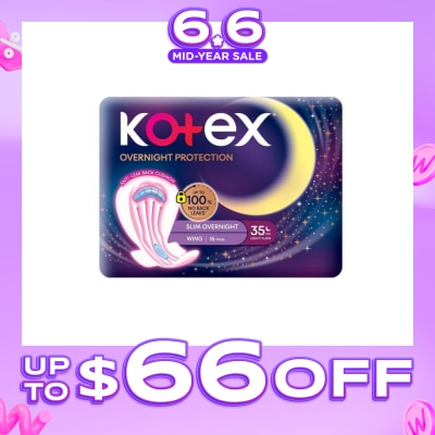 KOTEX - Soft & Smooth 360° Protection Slim Overnight Sanitary Pad Wing 35cm (For Heavy Flow) 16s