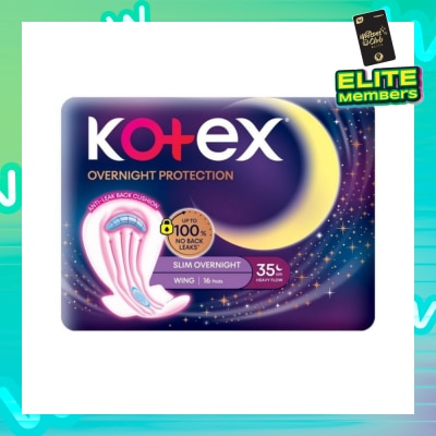 KOTEX Soft & Smooth 360° Protection Slim Overnight Sanitary Pad Wing 35cm (For Heavy Flow) 16s
