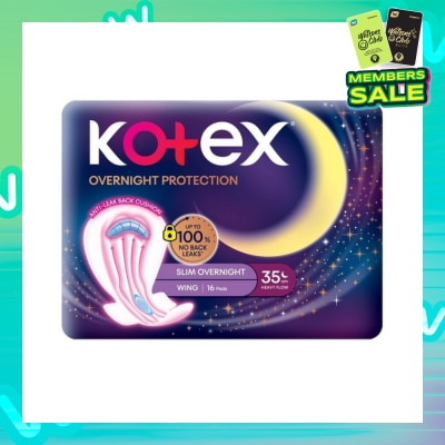 KOTEX Soft & Smooth 360° Protection Slim Overnight Sanitary Pad Wing 35cm (For Heavy Flow) 16s