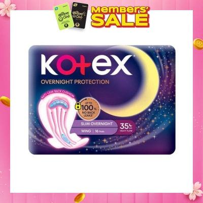 KOTEX Soft & Smooth 360° Protection Slim Overnight Sanitary Pad Wing 35cm (For Heavy Flow) 16s