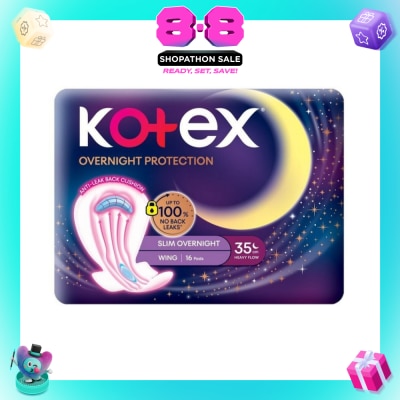 KOTEX - Soft & Smooth 360° Protection Slim Overnight Sanitary Pad Wing 35cm (For Heavy Flow) 16s