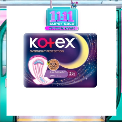 KOTEX Soft & Smooth 360° Protection Slim Overnight Sanitary Pad Wing 35cm (For Heavy Flow) 16s image
