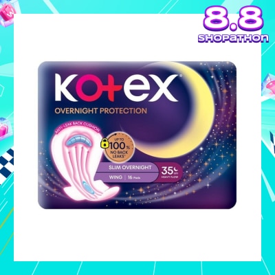KOTEX Soft & Smooth 360° Protection Slim Overnight Sanitary Pad Wing 35cm (For Heavy Flow) 16s