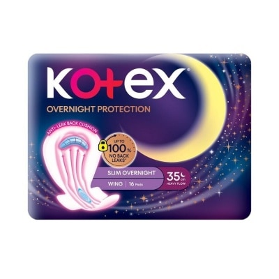 KOTEX Soft & Smooth 360° Protection Slim Overnight Sanitary Pad Wing 35cm (For Heavy Flow) 16s