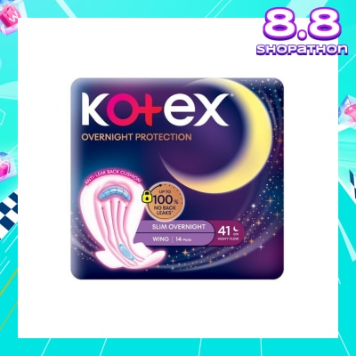 KOTEX Soft & Smooth 360° Protection Slim Overnight Sanitary Pad Wing 41cm (For Heavy Flow) 14s