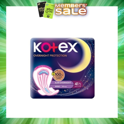 KOTEX - Soft & Smooth 360° Protection Slim Overnight Sanitary Pad Wing 41cm (For Heavy Flow) 14s