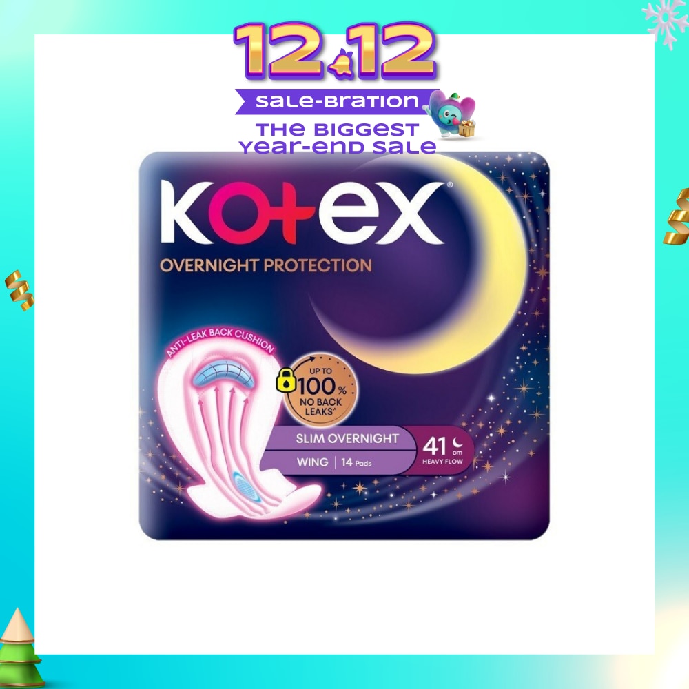 Soft & Smooth 360° Protection Slim Overnight Sanitary Pad Wing 41cm (For Heavy Flow) 14s