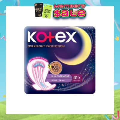 KOTEX - Soft & Smooth 360° Protection Slim Overnight Sanitary Pad Wing 41cm (For Heavy Flow) 14s