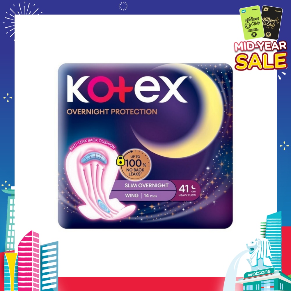 Soft & Smooth 360° Protection Slim Overnight Sanitary Pad Wing 41cm (For Heavy Flow) 14s