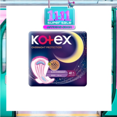 KOTEX Soft & Smooth 360° Protection Slim Overnight Sanitary Pad Wing 41cm (For Heavy Flow) 14s image