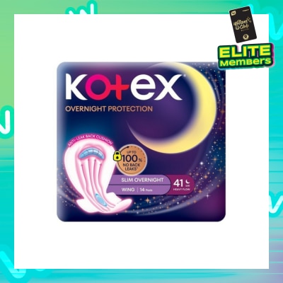 KOTEX Soft & Smooth 360° Protection Slim Overnight Sanitary Pad Wing 41cm (For Heavy Flow) 14s