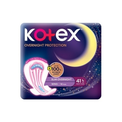 KOTEX Soft & Smooth 360° Protection Slim Overnight Sanitary Pad Wing 41cm (For Heavy Flow) 14s