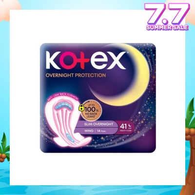 KOTEX Soft & Smooth 360° Protection Slim Overnight Sanitary Pad Wing 41cm (For Heavy Flow) 14s