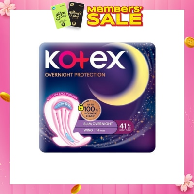 KOTEX Soft & Smooth 360° Protection Slim Overnight Sanitary Pad Wing 41cm (For Heavy Flow) 14s