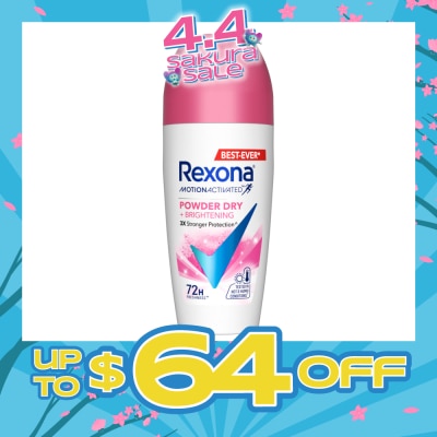 REXONA - Motion Activated Powder Dry +Brightening Deodorant Roll On 45ml